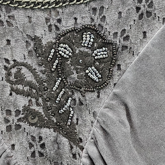 Anvrdie Women's Beaded Ruched Front Long Sleeves Bodycon Dress - Picture 4 of 8